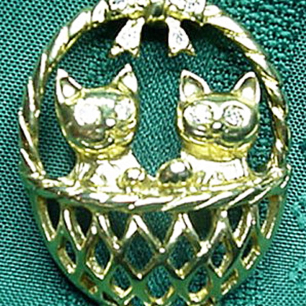 Two Cats in a Basket Brooch -- 1928